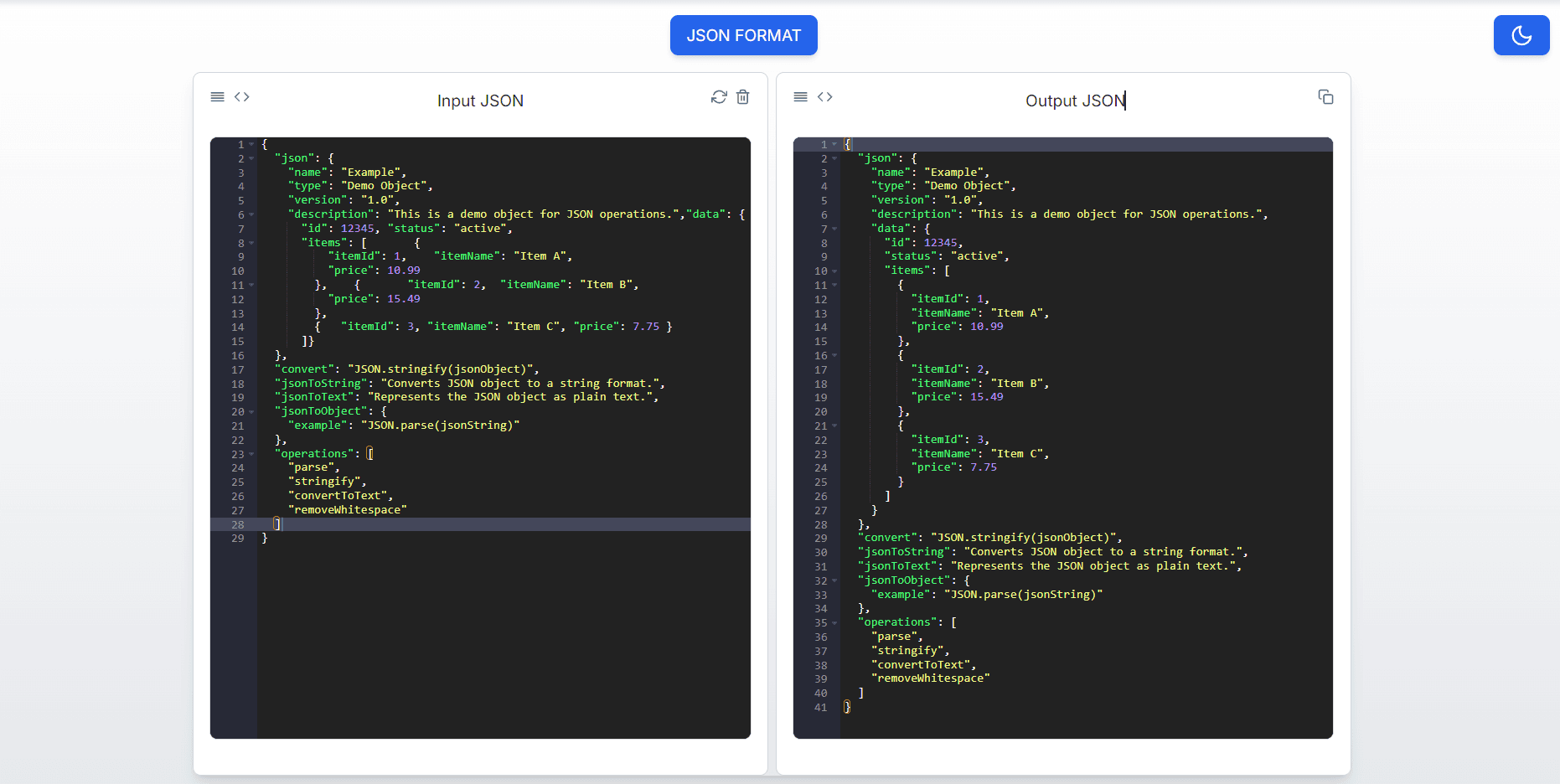 JSON Editor Demo Preview